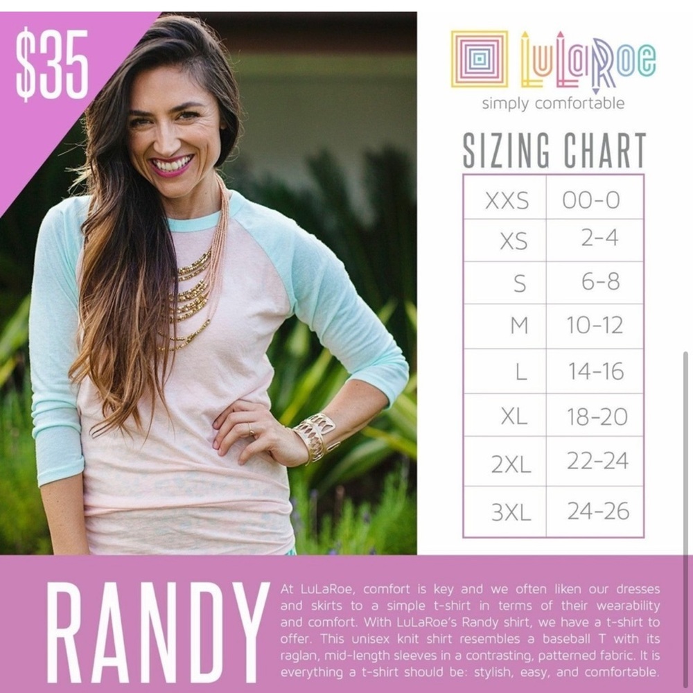 LulaRoe Paisley Randy top - Picture 3 of 4